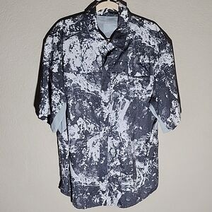 Reel Legends Shirt Mens size L active Mariner II gray white bubble Fishing